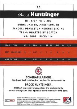 2008 TriStar PROjections - Autographs #32 Brock Huntzinger Back