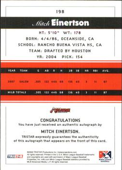 2008 TriStar PROjections - Autographs #198 Mitch Einertson Back