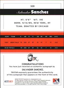 2008 TriStar PROjections - Autographs #320 Salvador Sanchez Back