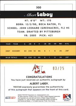 2008 TriStar PROjections - Autographs Reflectives Yellow #300 Albert LaBoy Back