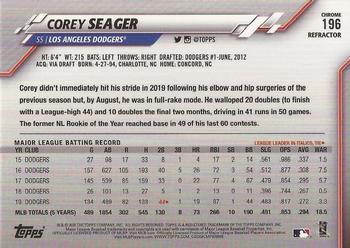 2020 Topps Chrome - Pink Refractor #196 Corey Seager Back