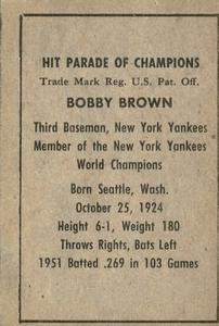 1952 Berk Ross #NNO Bobby Brown Back