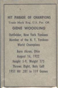 1952 Berk Ross #NNO Gene Woodling Back
