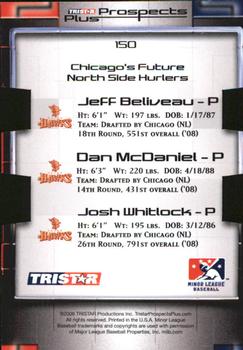 2008 TriStar Prospects Plus - PROminent Die Cut Yellow #150 Dan McDaniel / Josh Whitlock / Jeff Beliveau Back