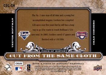 2008 Upper Deck A Piece of History - Cut From the Same Cloth #CSC-CH Trevor Hoffman / Chad Cordero Back