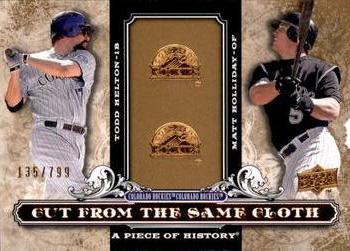 2008 Upper Deck A Piece of History - Cut From the Same Cloth #CSC-HH Todd Helton / Matt Holliday Front