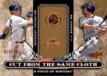 2008 Upper Deck A Piece of History - Cut From the Same Cloth #CSC-HY Michael Young / J.J. Hardy Front