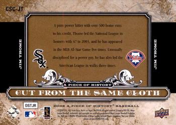 2008 Upper Deck A Piece of History - Cut From the Same Cloth #CSC-JT Jim Thome / Jim Thome Back