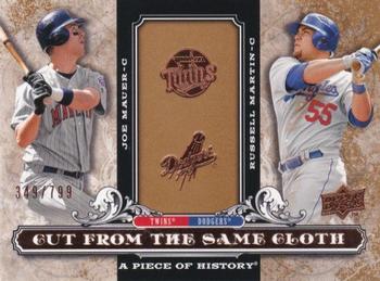 2008 Upper Deck A Piece of History - Cut From the Same Cloth #CSC-MA Joe Mauer / Russell Martin Front