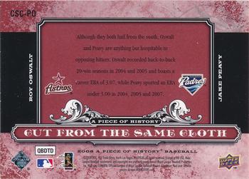 2008 Upper Deck A Piece of History - Cut From the Same Cloth Red #CSC-PO Roy Oswalt / Jake Peavy Back