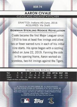 2020 Bowman Sterling - Gold #BSR-74 Aaron Civale Back
