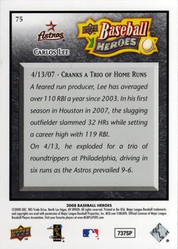 2008 Upper Deck Baseball Heroes - Black #75 Carlos Lee Back