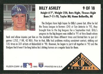 1993 Fleer - Major League Prospects (Series One) #9 Billy Ashley Back