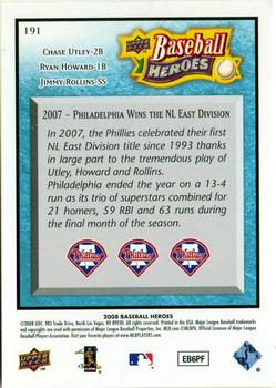 2008 Upper Deck Baseball Heroes - Light Blue #191 Chase Utley / Ryan Howard / Jimmy Rollins Back