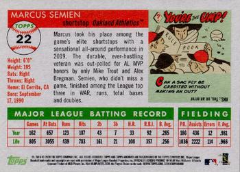 2020 Topps Archives - Purple #22 Marcus Semien Back