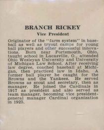 1941 St. Louis Cardinals (W754) #NNO Branch Rickey Back