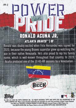2020 Topps Fire - Power and Pride Gold Minted #PP-2 Ronald Acuña Jr. Back