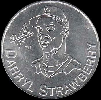 1991 Kenner Starting Lineup Cards Extended Series - Collector Coins #NNO Darryl Strawberry Front