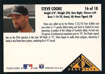1993 Fleer - Major League Prospects (Series Two) #16 Steve Cooke Back