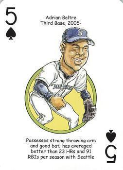 2008 Hero Decks Seattle Mariners Baseball Heroes Playing Cards #5♠ Adrian Beltre Front
