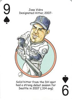 2008 Hero Decks Seattle Mariners Baseball Heroes Playing Cards #9♠ Jose Vidro Front
