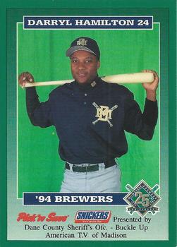1994 Milwaukee Brewers Police - Dane County Sheriff's Ofc. - Buckle Up, American T.V. of Madison #NNO Darryl Hamilton Front