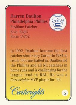 1992 Cartwrights Players Choice MVP - Blue Foil #5 Darren Daulton Back