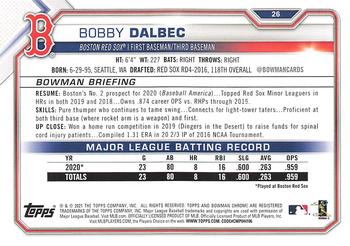 2021 Bowman #26 Bobby Dalbec Back
