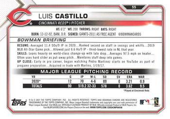 2021 Bowman #55 Luis Castillo Back
