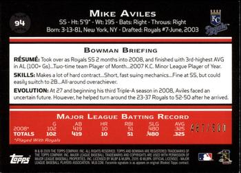 2009 Bowman - Blue #94 Mike Aviles Back