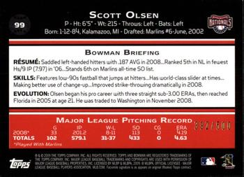 2009 Bowman - Blue #99 Scott Olsen Back