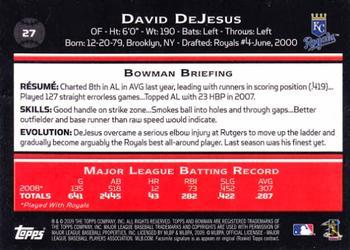 2009 Bowman - Gold #27 David DeJesus Back