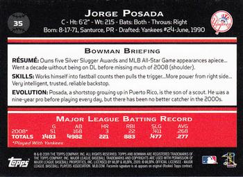 2009 Bowman - Gold #35 Jorge Posada Back
