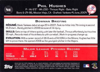 2009 Bowman - Gold #48 Phil Hughes Back
