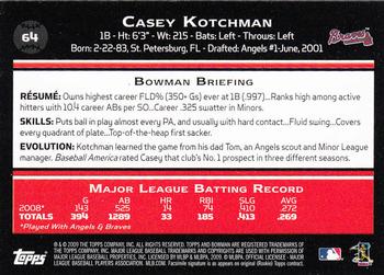 2009 Bowman - Gold #64 Casey Kotchman Back