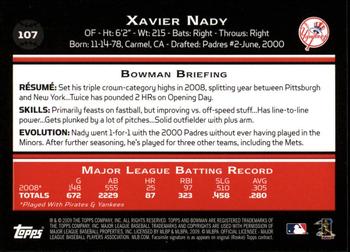 2009 Bowman - Gold #107 Xavier Nady Back