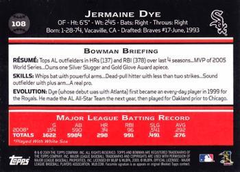 2009 Bowman - Gold #108 Jermaine Dye Back