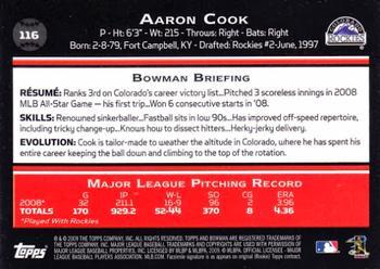 2009 Bowman - Gold #116 Aaron Cook Back