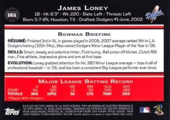 2009 Bowman - Gold #161 James Loney Back