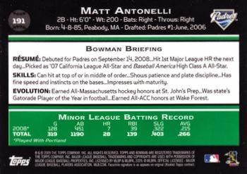 2009 Bowman - Gold #191 Matt Antonelli Back