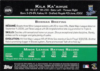 2009 Bowman - Gold #204 Kila Ka'aihue Back