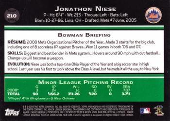 2009 Bowman - Gold #210 Jonathon Niese Back