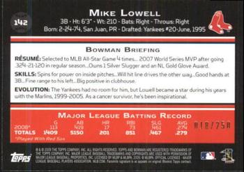 2009 Bowman - Orange #142 Mike Lowell Back