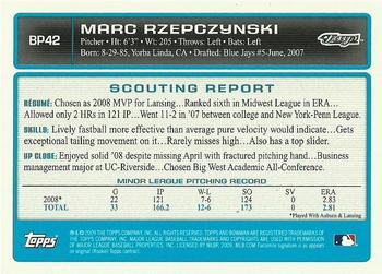 2009 Bowman - Prospects #BP42 Marc Rzepczynski Back