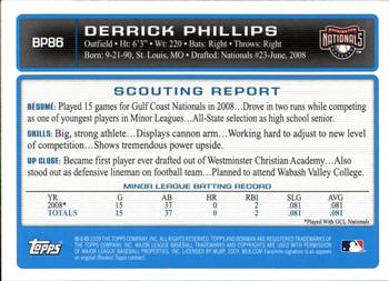 2009 Bowman - Prospects #BP86 Derrick Phillips Back