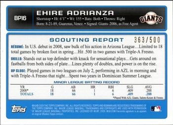 2009 Bowman - Prospects Blue #BP16 Ehire Adrianza Back