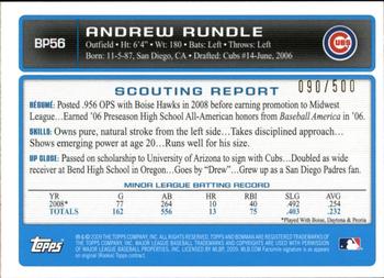 2009 Bowman - Prospects Blue #BP56 Andrew Rundle Back