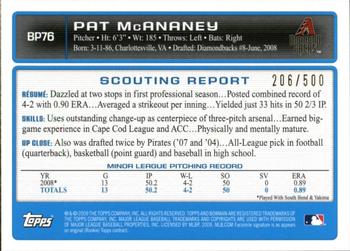 2009 Bowman - Prospects Blue #BP76 Pat McAnaney Back