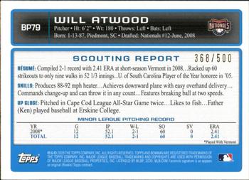 2009 Bowman - Prospects Blue #BP79 Will Atwood Back