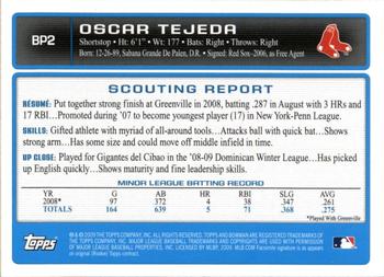 2009 Bowman - Prospects Gold #BP2 Oscar Tejeda Back
